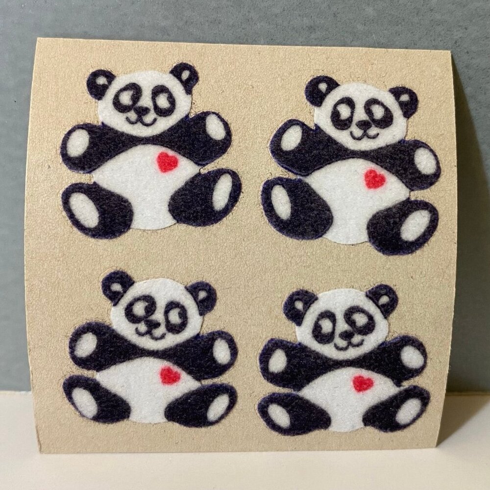 Vintage Sandylion Fuzzy Brown Back Panda Stickers